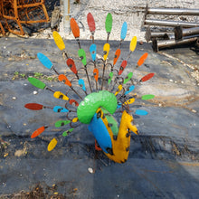 Metal Peacocks Full of Colorful Yard Art Display Bright