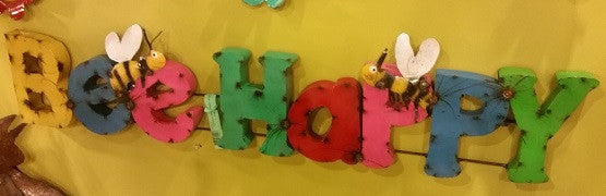 Bee Happy Colorful Sign