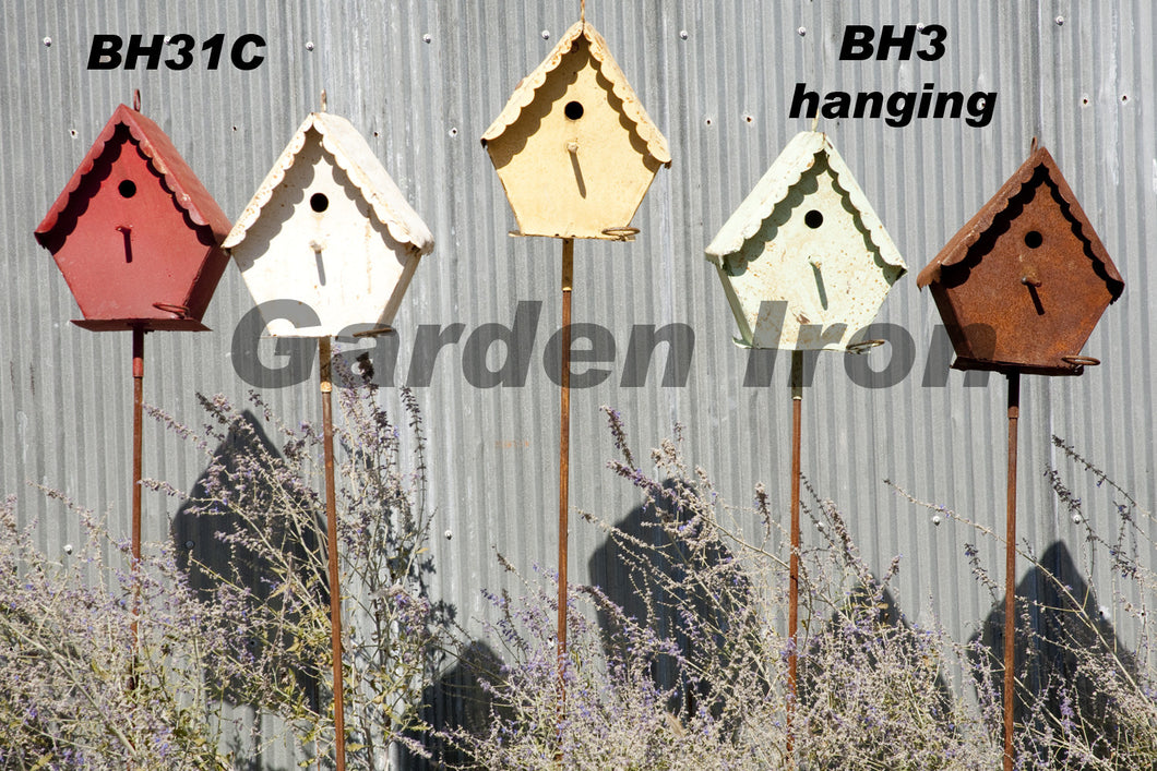Metal Bird House with Pole