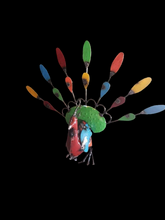 Metal Peacocks Full of Colorful Yard Art Display Bright