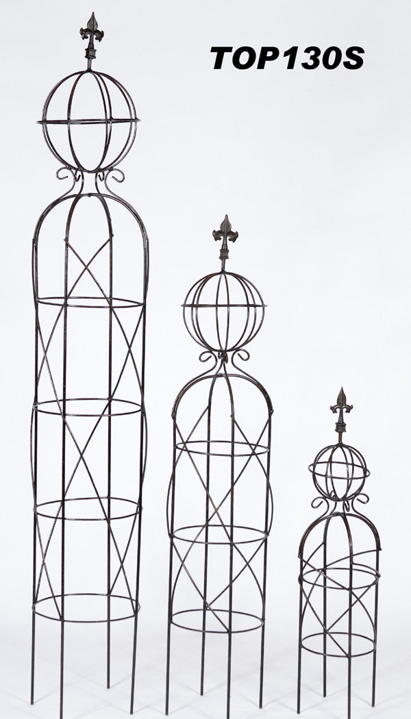 Solid Iron Set of 3 Topiary w Dbl Ball
26