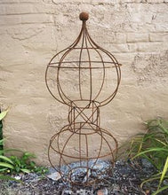 Wrought Iron Double Topiary with Ball on Top Obelisk