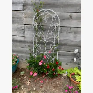wrought iron plant trellis Wrought Iron Heart Trellis for Flower Garden – Garden Iron and More
