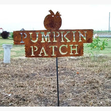 Rustic Tin Pumpkin Patch Sign with Stake