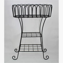 Wrought Iron Oval Fern Stand with 2 Shelves Plant Stand