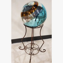 Hand Blown Gazing Ball with Hand Forged Solid Steel Stand