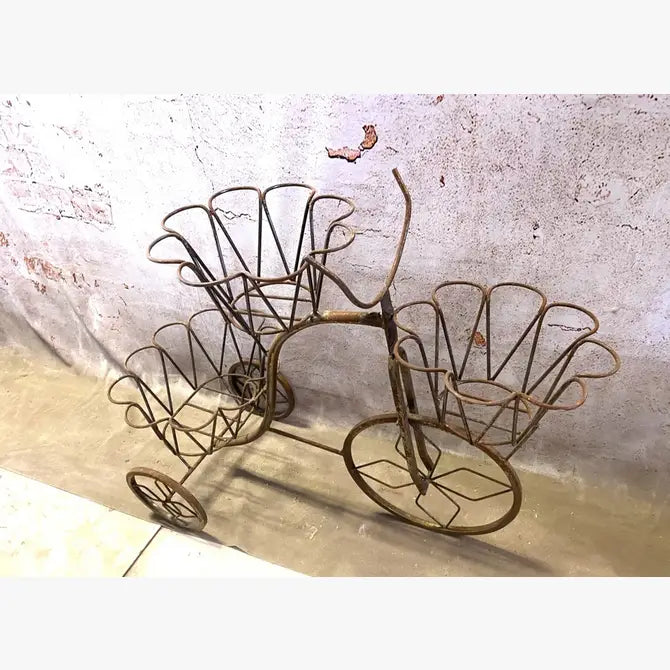 Wrought Iron 3 Basket Tricycle Antique Style