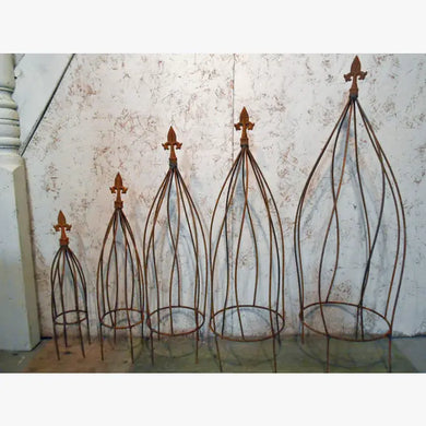 Wrought Iron Swirl with Finial Topiaries Set of 5