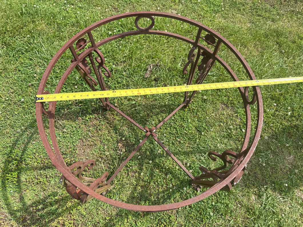Ornate Solid Square Stock Table with Cast-Iron Flowers