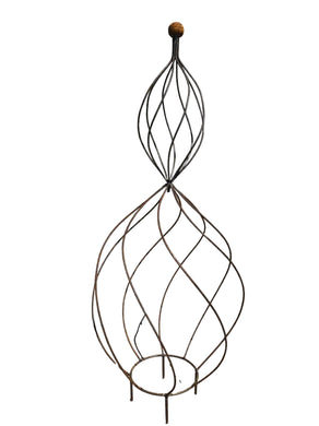 Wrought Iron Double Spin Topiary with Tin Ball & Stakes