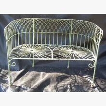 Heavy Wrought Iron Antique French Wire Bench with Cast Feet