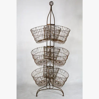 Unique Wrought Iron 9 Basket Rack with Hanger for Baskets