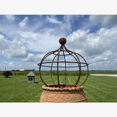 Nice Wrought Iron Fat Bob with Ball Top Topiary with Stakes