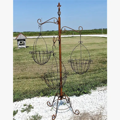 Wrought Iron Tree with 3 Basket Decorative Stand