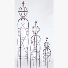 Solid Iron Topiary w/ Dbl. Ball & Decorative Finial Set of 3