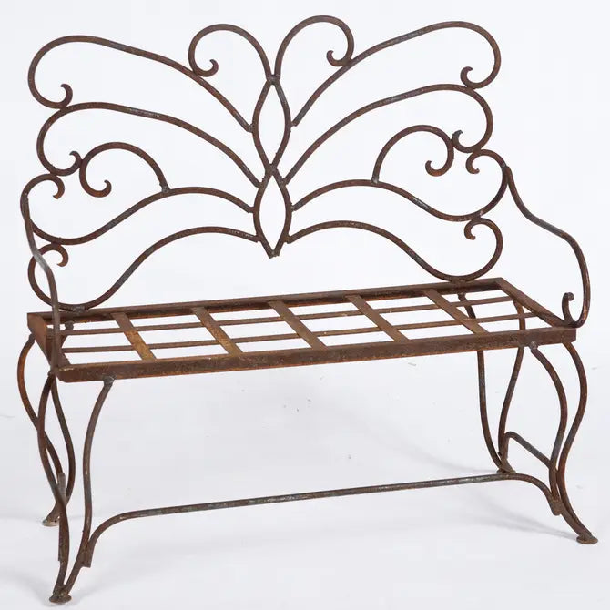 Iron Hand Forged Butterfly Bench Outdoor Seating