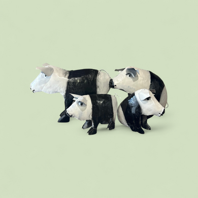 Set of 4 Black & White Pig