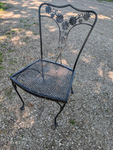 Wrought Iron Woodard Patio Table & 4 Flower Chairs