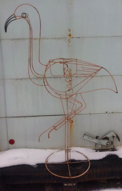 flamingo air plant holder Pink Frilly Flamingo wire Plant Holder Yard Decor – Garden Iron and More