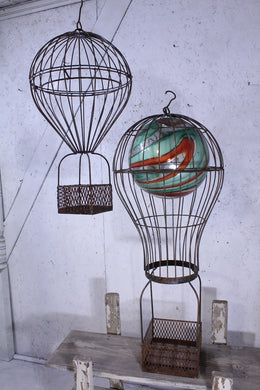 Wrought Iron Hot Air Balloon with Grid Basket & Hook