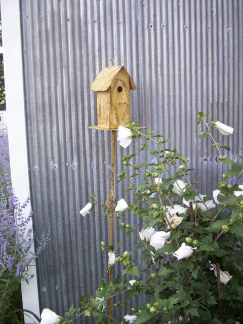 Slim Line Bird House with Clean Out & Stake – Garden Iron and More