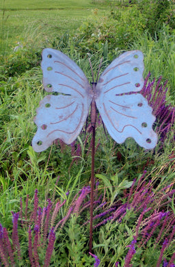 Colorful Butterfly Re-Used Metal w Stake 
48