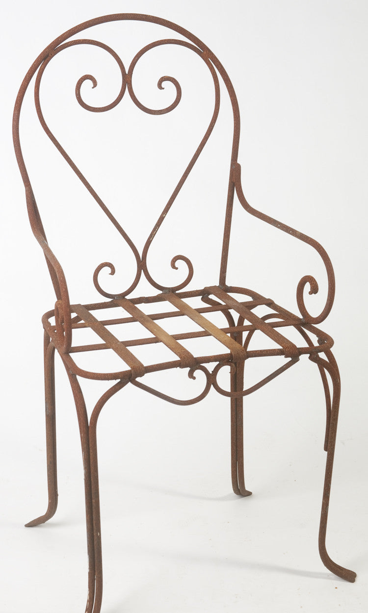This is a wrought iron chair It measures 45