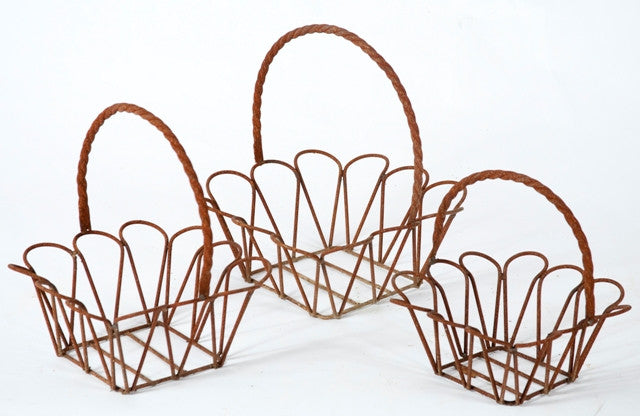 SET OF 3 SQUARE BASKETS WITH ROPE HANDLE