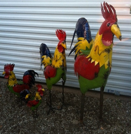 Set of 4 Roosters Colorful