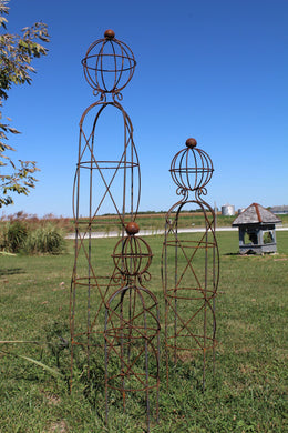 Iron Stick Man Topiary Forms Plant Support Tower Set of 3