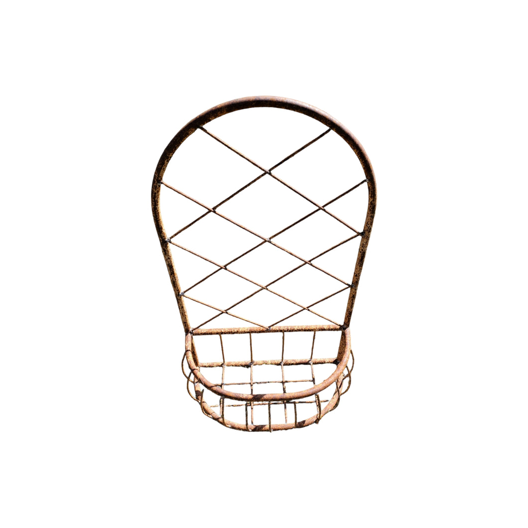 Wrought Iron Jasmine Simple X Pattern Rounded Wall Basket 34