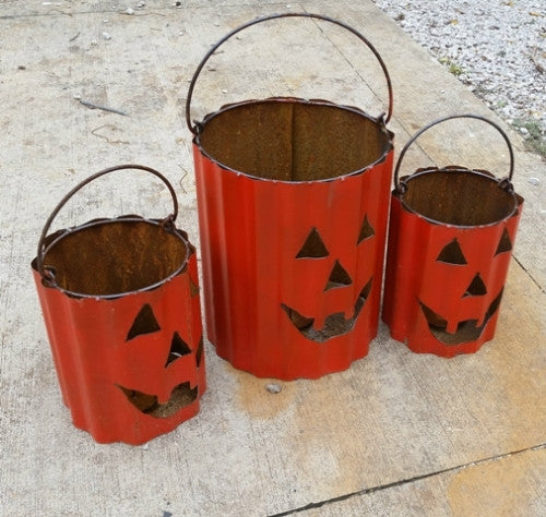 Set of 3 Orange Bucket Pumpkins